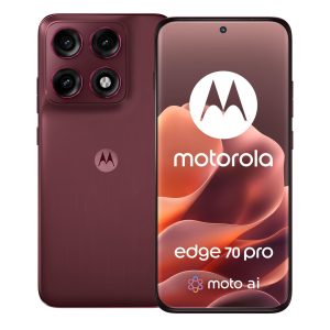 Motorola edge 70 Pro Zinfandel – widok frontu i tylnego panelu