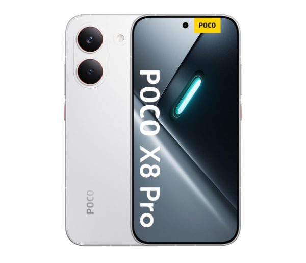 Xiaomi POCO X8 Pro 12/512GB White – widok z przodu i tyłu