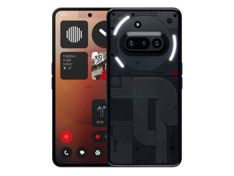 Nothing Phone (3a) 12/256 GB Black – tył z podświetlonym interfejsem Glyph