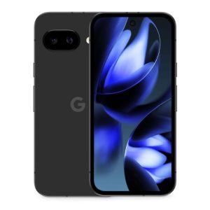 Google Pixel 9a 8/128 GB w kolorze Obsydian – widok z przodu i tyłu