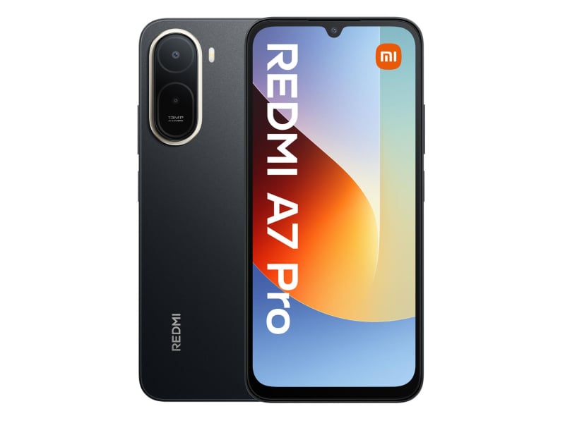 Xiaomi Redmi A7 Pro w kolorze czarnym – widok z przodu i tyłu