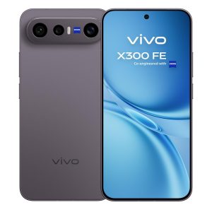 vivo X300 FE 5G w kolorze czarnym – widok przodu i tyłu