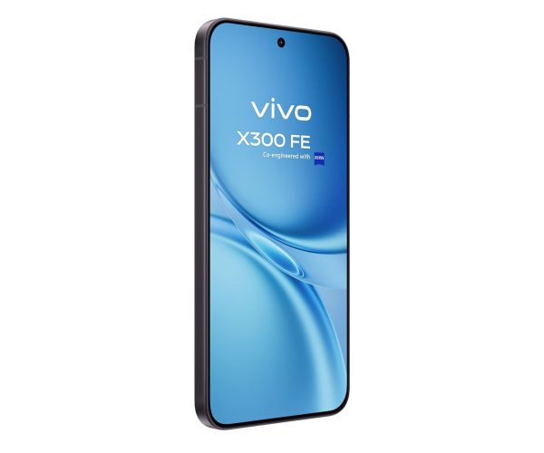 vivo X300 FE 5G w kolorze czarnym – przedni panel pod kątem