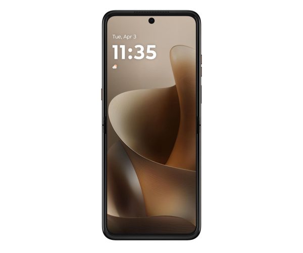 Motorola razr 70 Ultra Cocoa – front telefonu z ekranem zewnętrznym