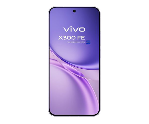 vivo X300 FE 5G w kolorze fioletowym – front z aparatem selfie