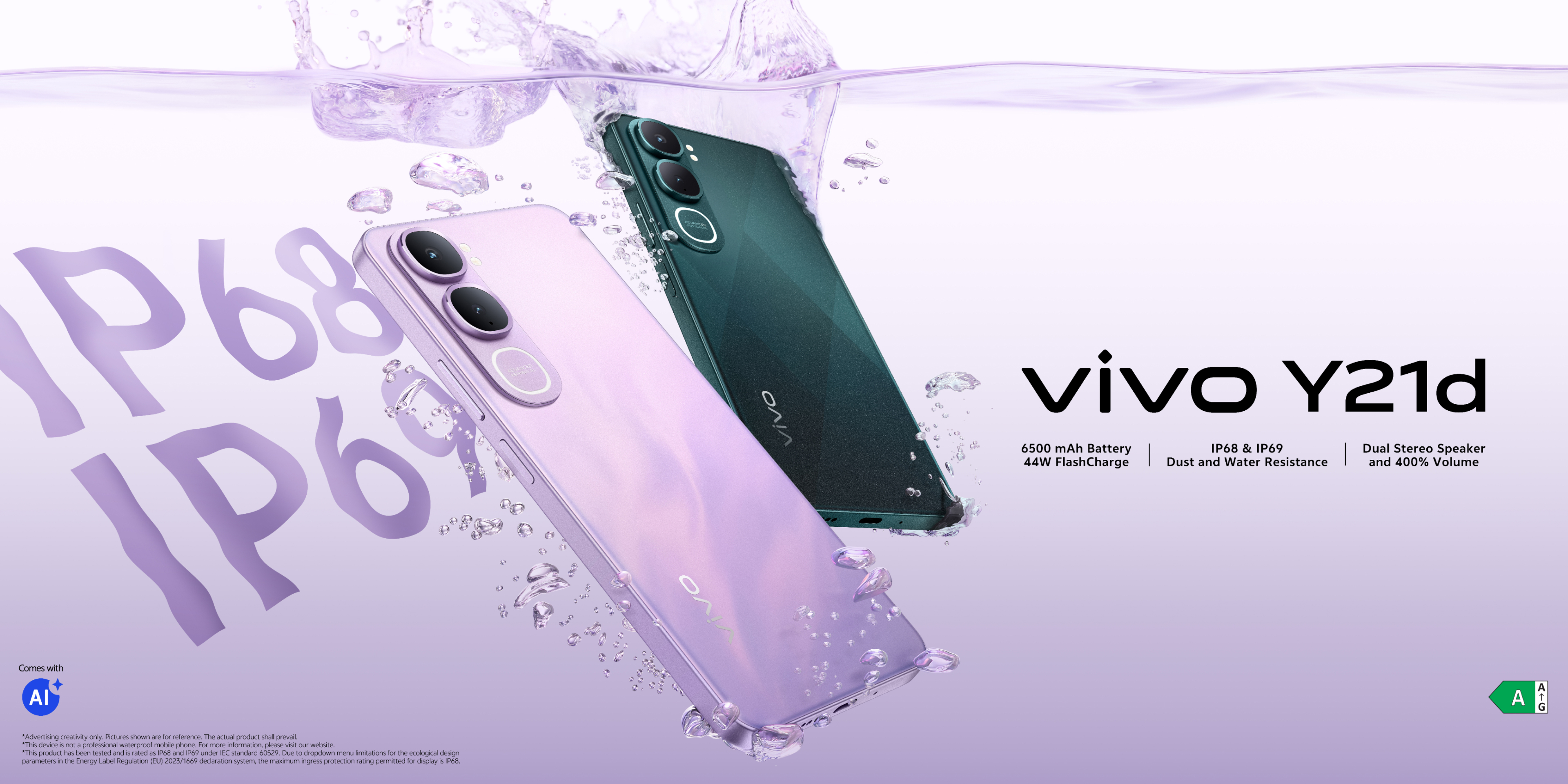 vivo Y21d Jade Green — widok całego telefonu